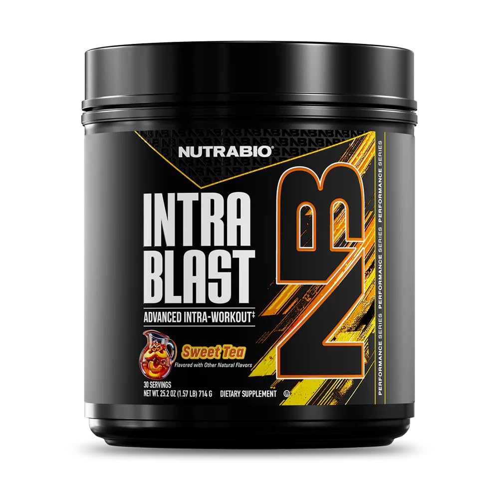 NutraBio Intra Blast Bcaa Powder Amino Acids Suplement, Electrolite & Hydration Blend, Intra, Pre Workout & Muscle Recovery, 20g Eau Amino Acids Powder, 5g Glutamine- Sweet Tea, 30 Serving