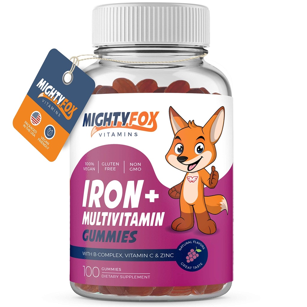 Iron Gummy Vitamin for Kids & Teens - Tapioca Based - Best Tasting - Non-GMO