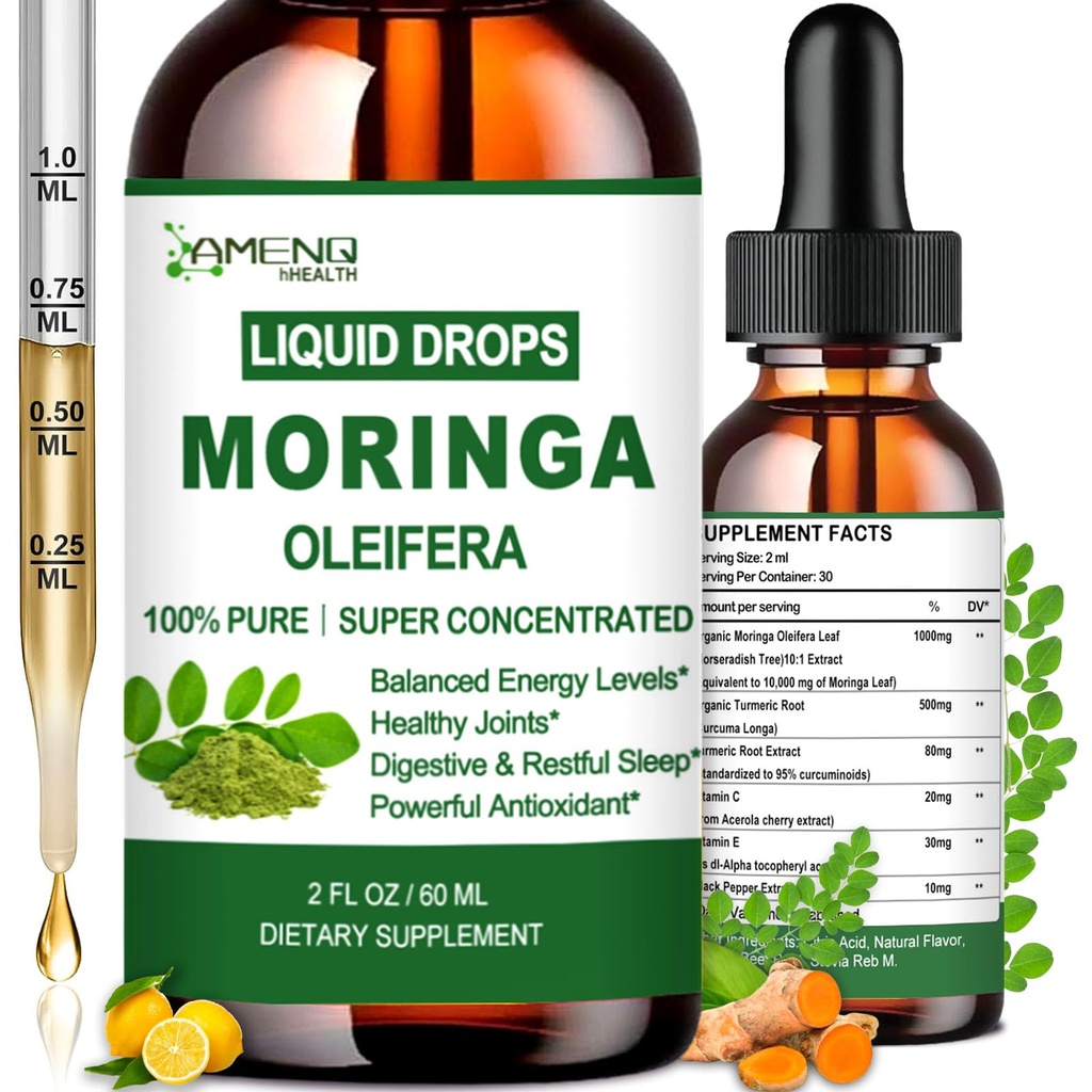 Moringa Oleifera Liquid Drops, Organic Moringa Leaf Extract.