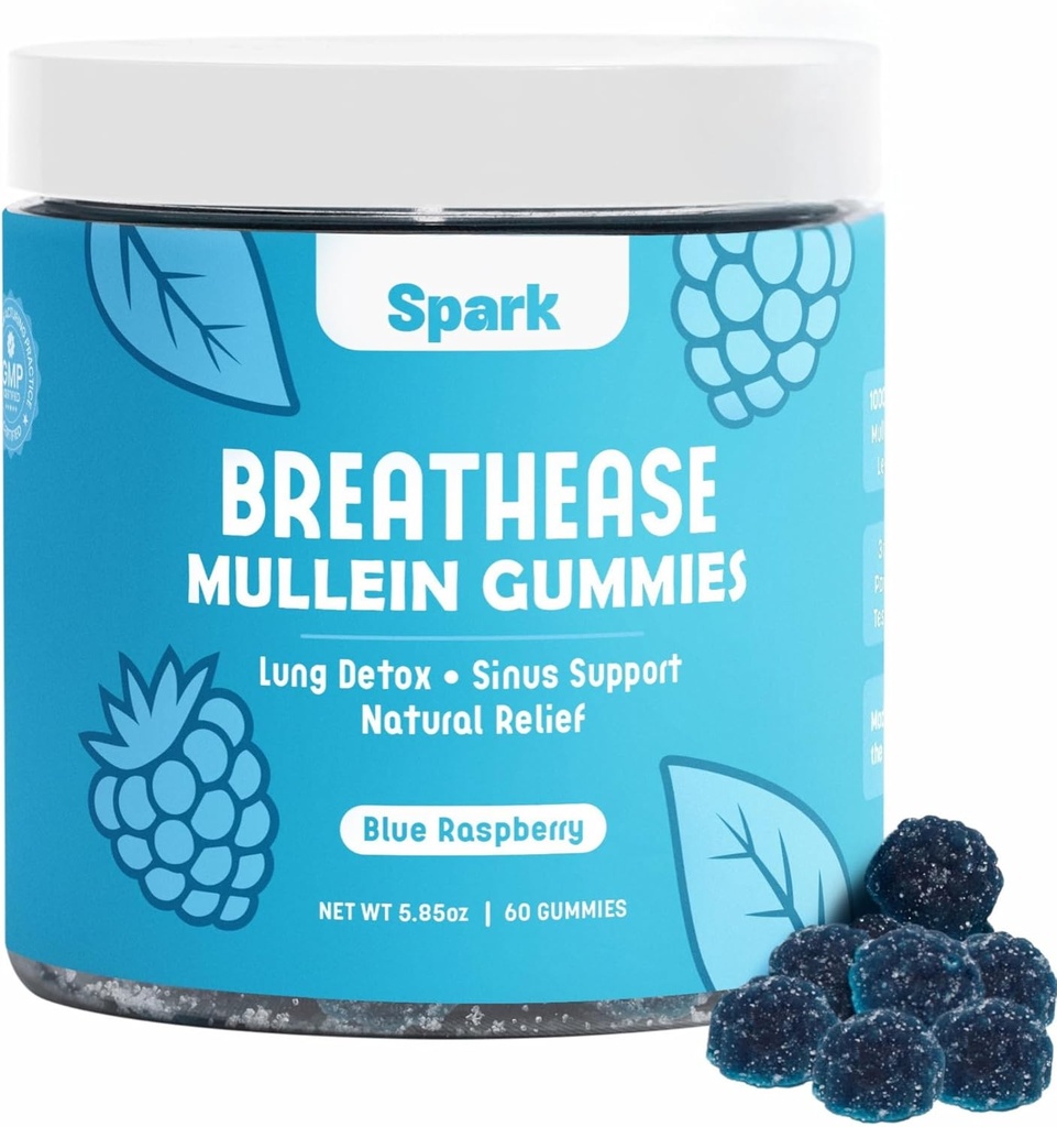 Gumi Mullein untuk Lungs - Lung Detox Gummies - Bantuan Kesehatan Repiratory Harian - Cleanse untuk Smokers - Allergy, Sinus, dan Mucus Relief - Mulein Ekstrak Daun untuk Lungs