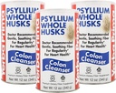 Yerba Prima Psyllium Husk, 12 Ounce (Paket 3) - Whole Husk Fiber Suplement for Regularity, Colon Cleansing, Natural Support for Gut Health, Non GMO, Gluten Free, Vegan, No Sweeteners