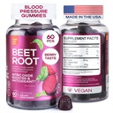 Beet Chews for High Blood Pressure - Beet Root Gummies Made in USA with Tat Cherry - Nitric Oxide Suplemen Energi dan Kesehatan Cardio - Vegan, No GMO, Pectin Based - for Women and Men, 60 Pcs