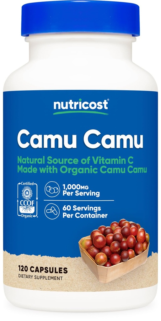 Camu Camu Camu 1000mg, 120 Capsule - CCOF Disertifikasi dengan Organik, Non- GMO dan Gluten Bebas