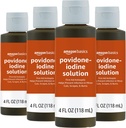 Antiseptik Bantuan Pertama Basics, 10% Solusi Iodin Povidone, 4 Ounces Fluid, 4-Pack (sebelumnya Solimo)