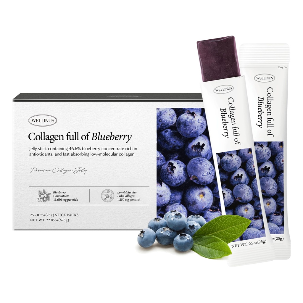 Jelly Collagen Jelly Korea - 25 Blueberry Koleksi Marinir Flavored Peptide Snacks untuk Anti- Age Collagen Sugar- Free, Travel Packs for Hair & Nail Kekuatan
