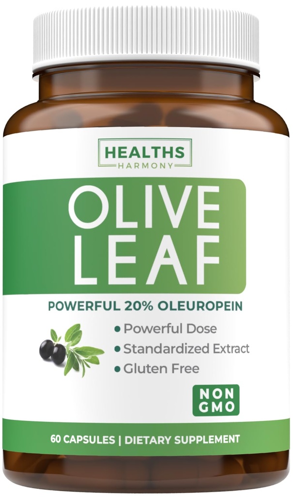 Super Power Olive Leaf Extract Capsules - Vegan Non- GMO 750mg Olive Extract with 20% Oleuropein Antioksidant Supplemen Imunity Skin and Heart Health - Made in The USA (2 Secrets Supply)