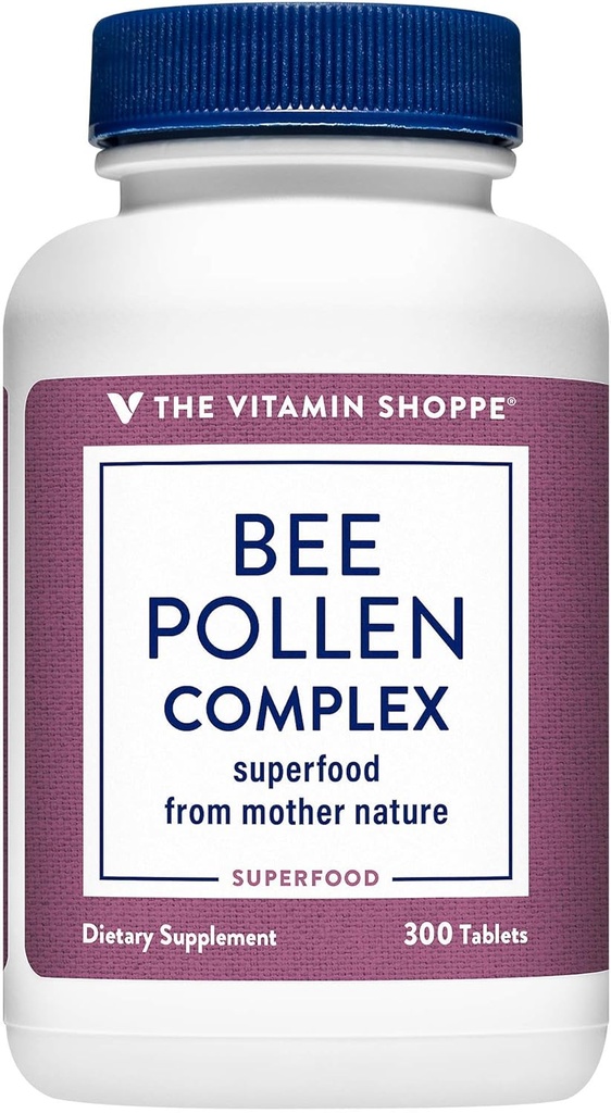 The Vitamin Shoppe Bee Pollen Complex 1.000MG, Superfood with Bee Propolis and Royal Jelly, Seasonal Immune System Support (300 Tablet)