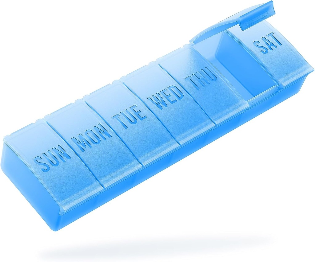 Barhon Pill Organizer Large, Weekly Medicine Pill Organizers, 7 Hari Pills Box Case Travel untuk Big Vitamin Suplemen Minyak Ikan, Biru