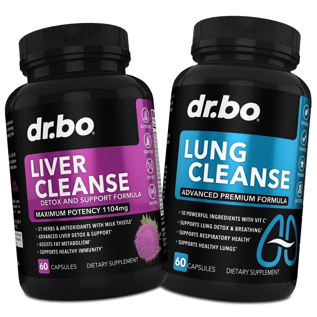 DR. BO Liver Cleanse & Lung Dukung Pil - Herbal Cleanser Formulas untuk Mendukung Kesehatan Hati & Lung