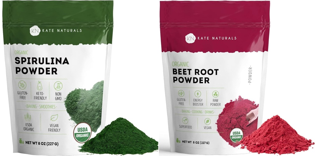 Kate Powder Organik Spirulina dan Beet Root Powder Bundle