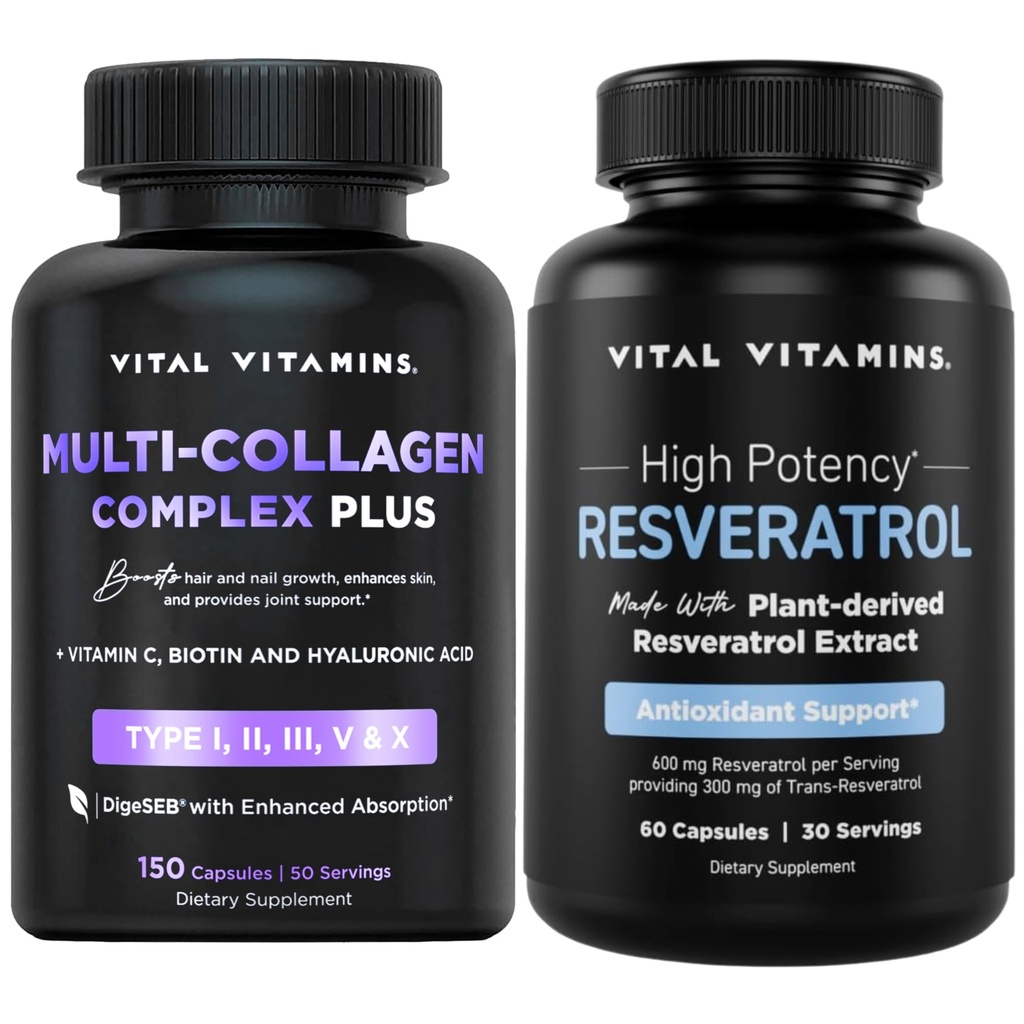Vitamin Vitamin Vitamin Multi Collagen Complex Plus Capsules + Resveratrol Capsules