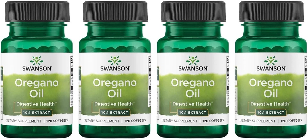 Swanson Oregano Oil 10: 1 Ekstrak - Penambahan Alami Promoting Kesehatan Digetical & Respiratory Dukungan - Mendukung Sistem Gastraintestinal & Uriner Kesehatan - (120 Softgels, 150mg Masing-masing) (4 Pack)