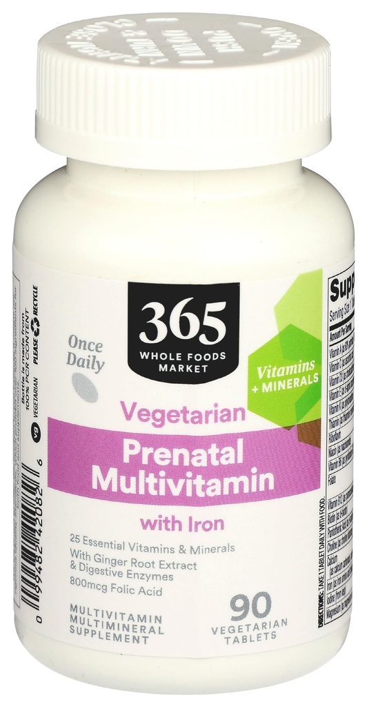 365 oleh Whole Foods Market, Prenatal Multivitamin dengan Besi, Vegetarian, 90 Cacah