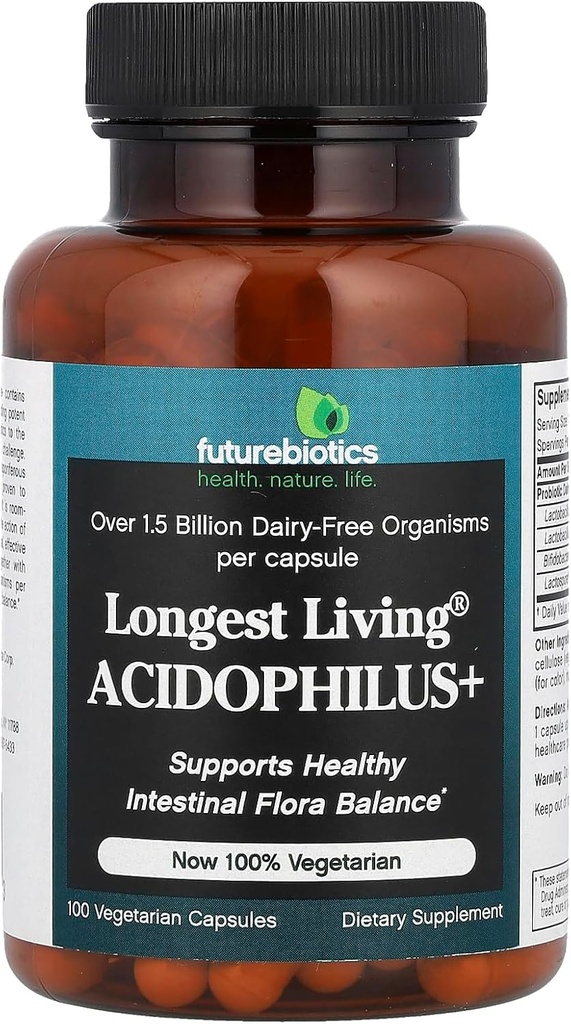 Futuregrant Longest Living Acidophilus Plus Capsules, 100-Count