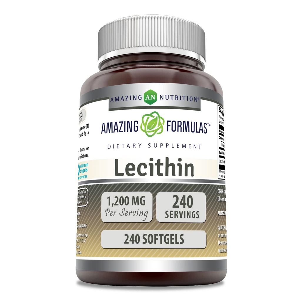 Amazing Formulas Lecithin 1200 Mg 124; Softgels Suftgels Suff14; Non-GMO 124; Gluten- Free Alas124; Dibuat di AS (1 Pack 124; 240 Count)