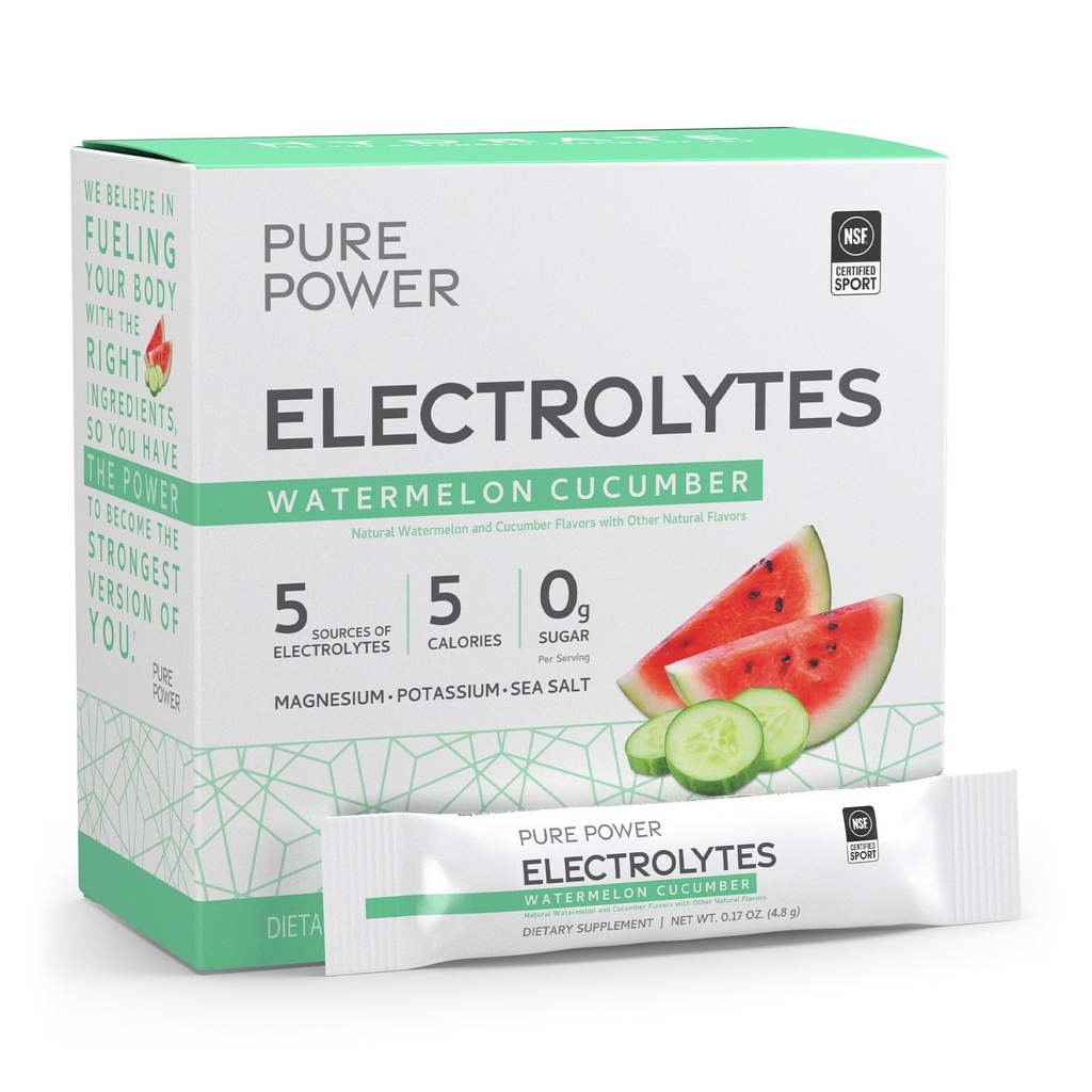 Power Electrolite murni, Watermelon Cumber Flavor, 5.13 oz (145.6 g), 30 Servings (30 Pasit), 5 Kalories dan 0 g Sugar Per Serving, Non- GMO, NSF Cerfied untuk Sport, Dr. Mercola