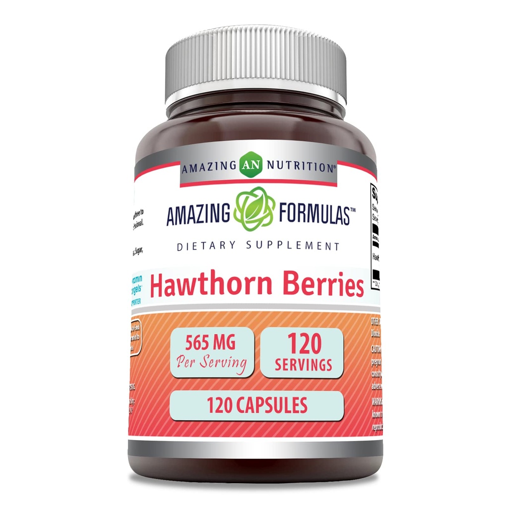 Amazing Formulas Hawthorn Berries Suplemen 12.4; 565 Mg Per Serving 124; 120 Capsules 14; Non-GMO 124; Gluten Free 124; Dibuat di AS