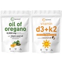 Micro Ingreations Oil of Oregano Softges 6000 mg Per Serving & Vitamin D3 5000 IU Plus K2 (MK-7) 100 mcg, 300 Virgin Coconut Oil Softgels Bundle 124X Kekuatan Carvacrol & Thymoquinon 1244r