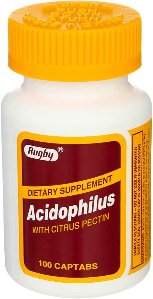 Rugby Acidophilus Ekstra Kekuatan w / L-sporogenes 100 Captab oleh Rugby