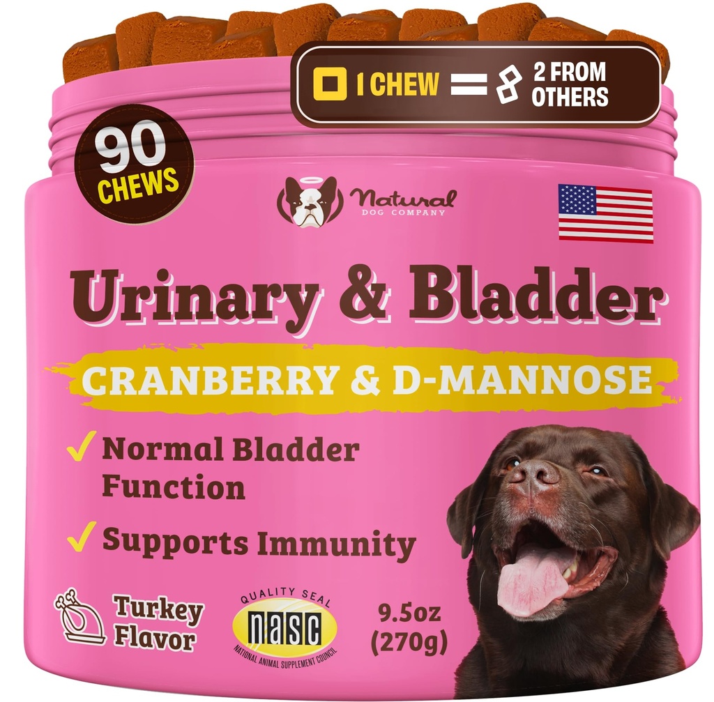 Perusahaan Natural Urinary & Bladder Tambahan untuk Dogs - Cranberry & D-Mannose Soft Chews dengan Marshmallow Root & Astragalus - Mendukung Kesehatan Tract Uriner, Fungsi Budder & Normal Urine Flow