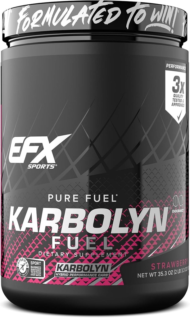 EFX Sports Karbolyn Fuel 124; Fast-absorbing Carbohydrate Powder 124; Carb Load, Substained Energy, Quick Recovery 124; Stimulant Free 124; 18 Servings (Strawberry)