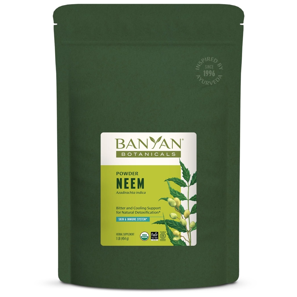 Banyan Botanicals Needer - Powder Organik Neem Leaf Suplemen (Azadirachta Indica) - untuk Kesehatan Skin, Dukungan Imune, dan Detoksifikasi Alam * 1 Ib.