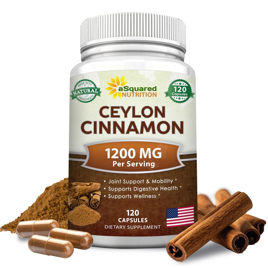 Cinnamon Ceylon Natural 1200 mg - 120 Capsules, Cinnamon True dari Sri Lanka, Ekstraksi Tambahan Pil Promosi Kesehatan Jantung