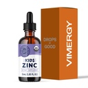 VIMERGY kids USDA Organic Liquid Zinc Sulfate - for Children & Adolescence 1-18 Year, Fast- Absorbing Imune Support * - Promotes Heally Bones, Hair & Skin. Kosher, Vegan, Non-GMO - 55 mL