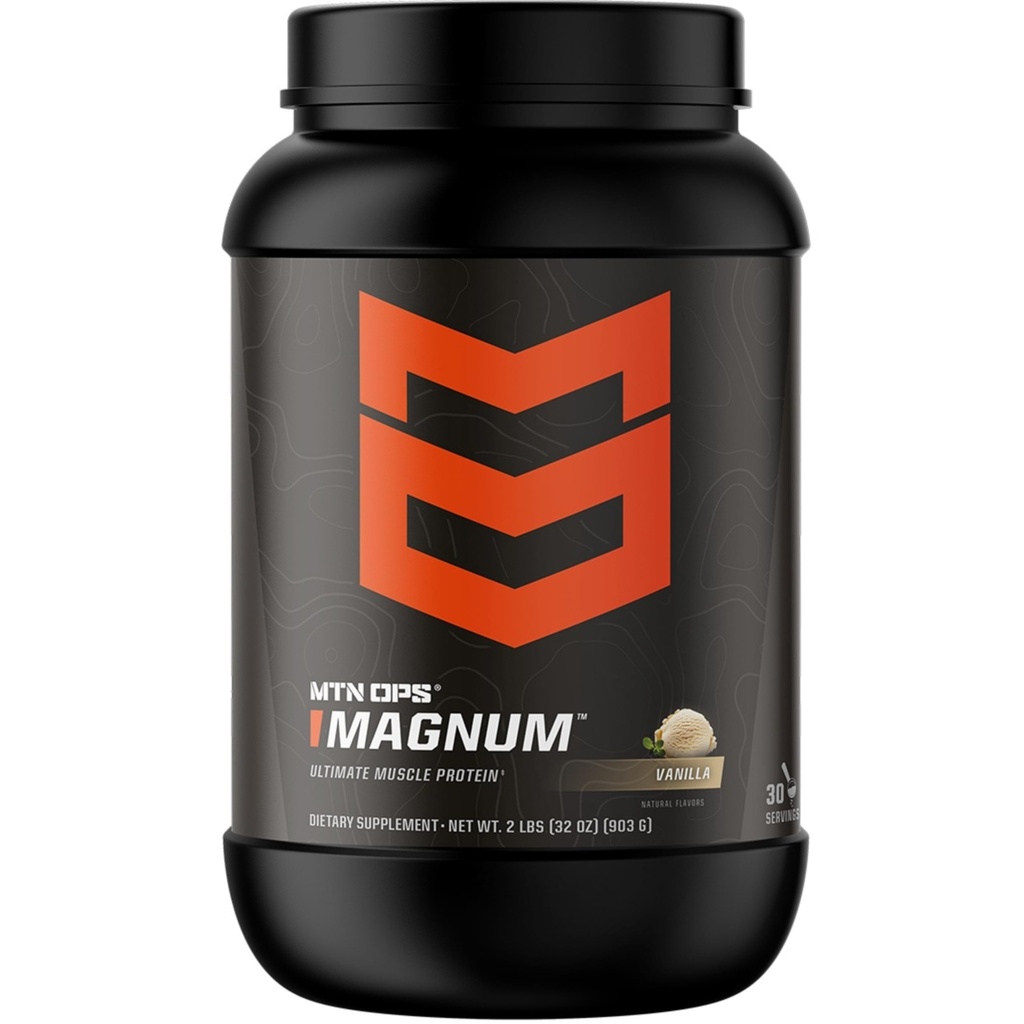 MTN OPS Magnum Protein Powder 23g Protein per Serving Whey Protein Blend with BCAAs Low Sugar Gluten Free 30 Servings Vanilla