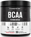 Jacked Factory BCAA Powder (Fermentasi) - 6g Branched Chain Escally Amino Aclement for Improved Muscle Recovery, Reduced Fatigue, Increased Strength, Muscle Growth - 30 Servings, Fruit Punch Punch