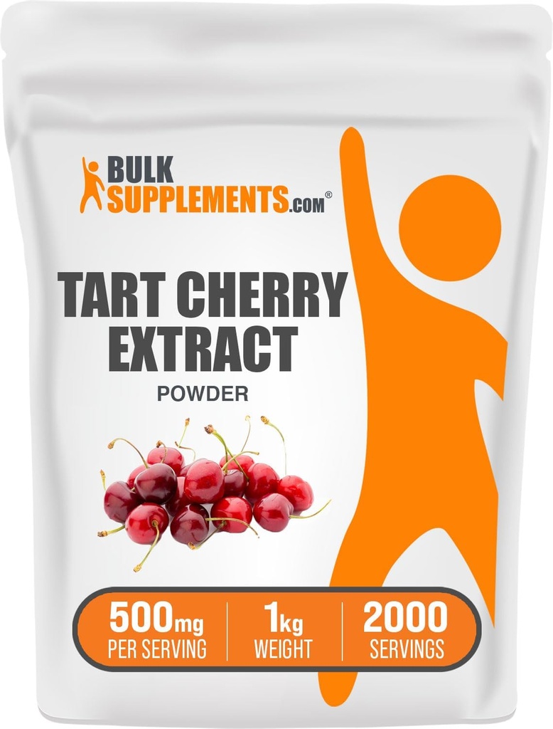 BulkSuplements.com Tart Cherry Extract Powder - Tat Cherry Suplemen, Herbal Suplemen - Antioksidant Sumber, Gluten Bebas, 500mg per Serving, 5kg (11 pon) (Paket 5)