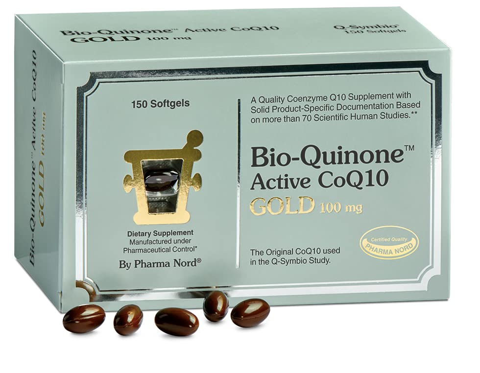 Pharma Bio- Quinone Gold Coenzim Q10 100mg 124; The Original CoQ10 14; High Absorpsi, Dibacked by Research 124; Esvider Antioksidant for Energy, Heart Health and Fertilitas Dukung * 150 Softgeels