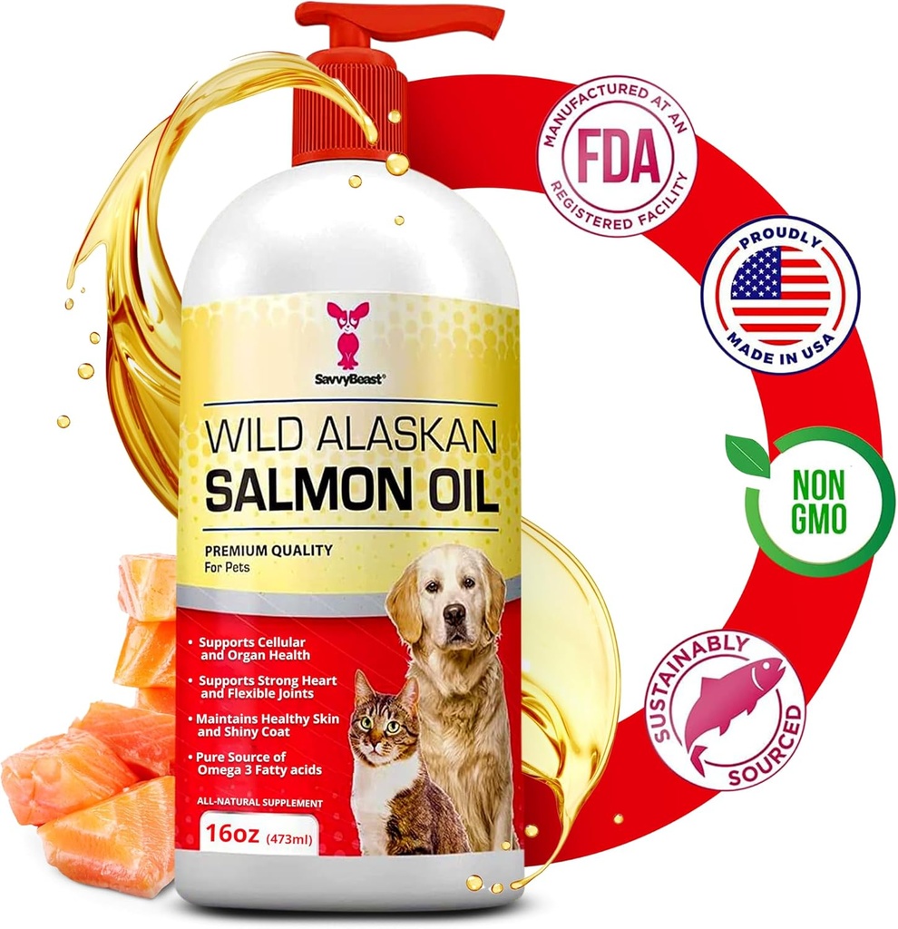 SavyBeast Wild Alaska Salmon Oil for Dogs, Cats & Ferrets