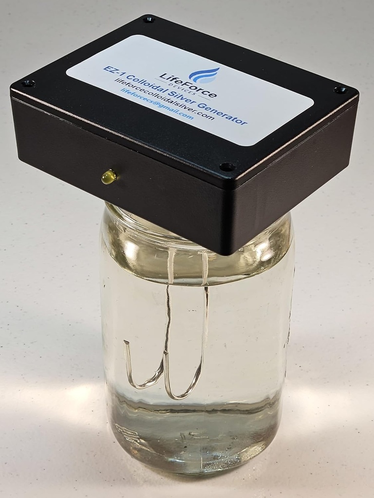 Compact EZ-1 Barebones Silver Generator - Battery- powered DIY Fresh Silver Maker - Portable Kit Makes 32Oz in 22 Minutes (12- Gauge)