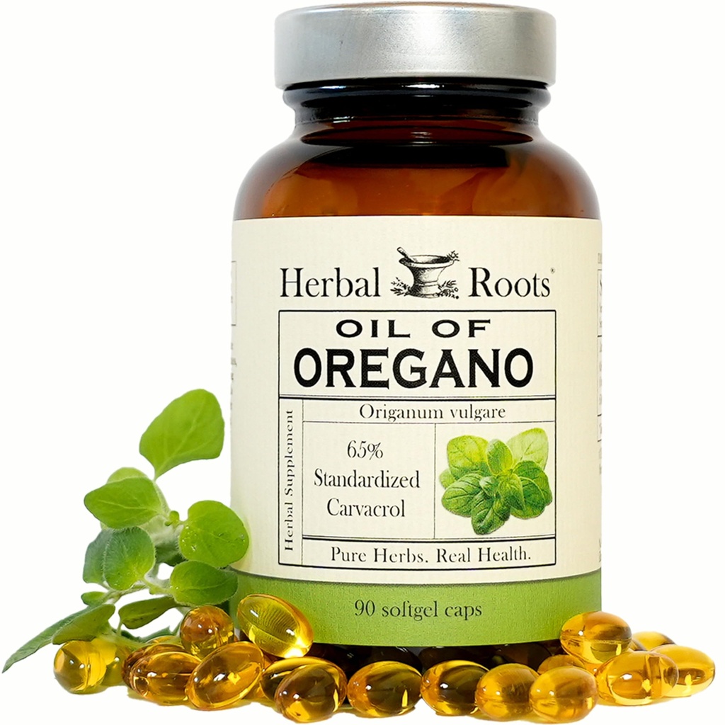 Herbal Roots Oil of Oregano - terbuat dari Mediterania Oregano Oil - 90 Mudah untuk Swaltgel Capsules - Ekstra Kekuatan 150mg