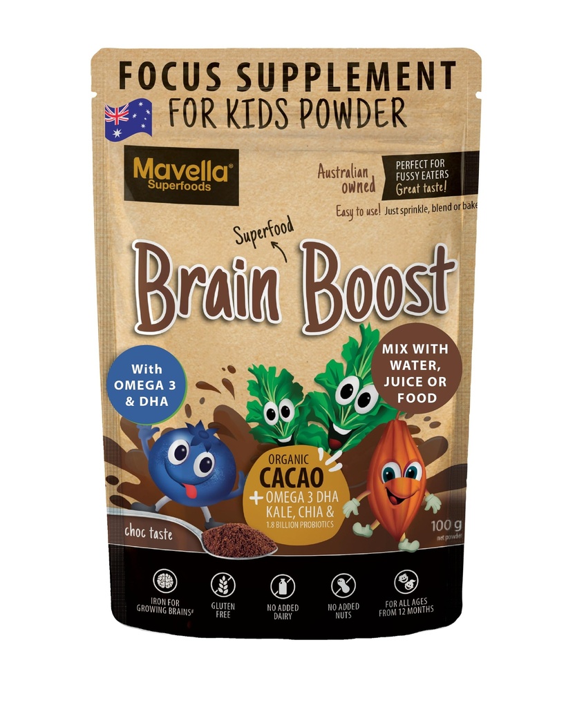 Suplemen Fokus untuk Anak Otak Boost - Omegaga- 3 DHA Flaxseed Natural Focus & Attention untuk Anak dengan Perhatian Tantangan Anak Memfokuskan Vitamin 3.52oz (100g)