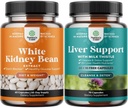 Bundle of Natural White Kidney Bean Extract - Digetical Health Dietary Fiber and Workout Suplement and Liver Cleanse and Detox & Repair Formula - Herbal Liver Suppport Supplemen Milk Thistle