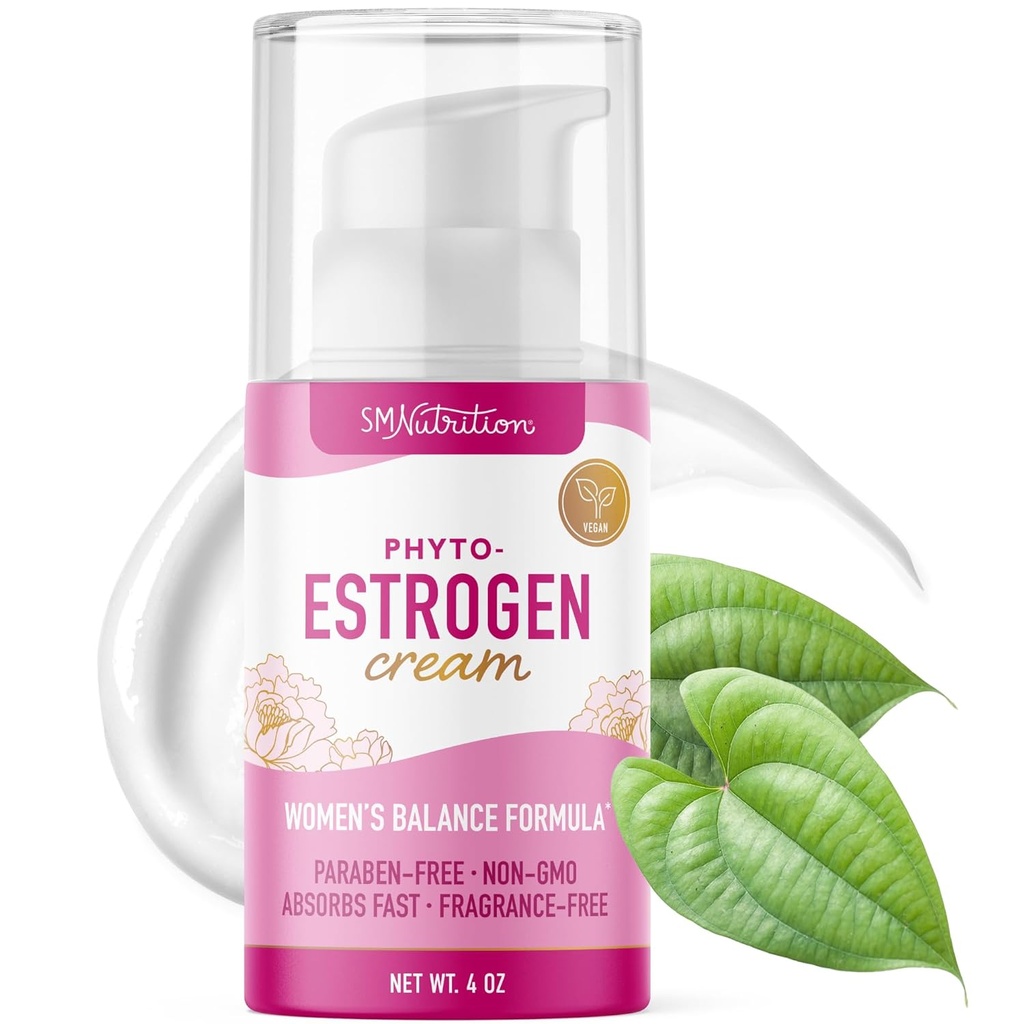 Phyto Estrogen Cream for Women with Wild Yam 124; Plant Based Hot Flash, Menopause & Menstrual Cycle Support 14; Black Cohh, Dong Quai, Red Clover 124; 96 Topical Servings 14z Pompa 124; Vegan, Parabin- Free