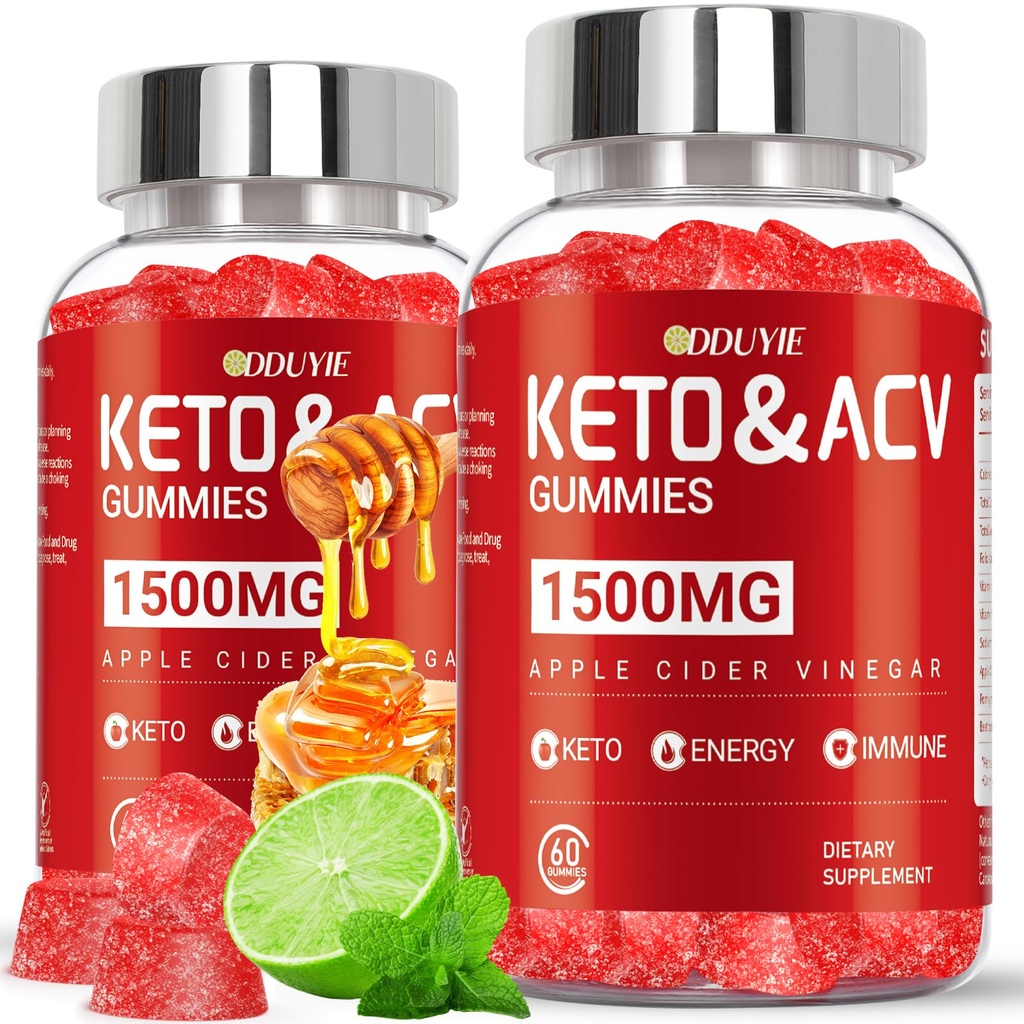 Keto ACV Gummies - 1500mg Apple Cider Vinegar Gummies dengan Pocaciate Beetroot & Vitamin B12 B6 - Lemon Honey Flavor - untuk Pria & Perempuan - GMO Free & Vegan - 120 Count
