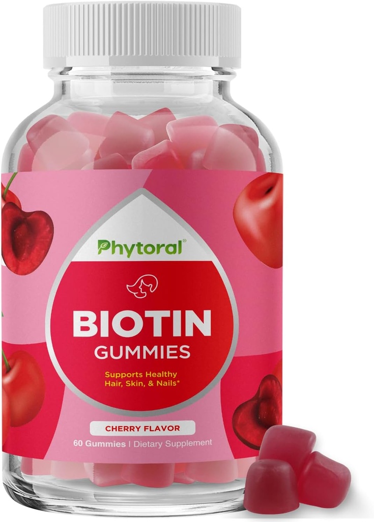 Phytoral Biotin Gummies for Hair and Nail Growth - Biotin Gummies for Hair Cary Youthful Care and Nail - 5000mcg per Serving Skin Nails Vitamin Dewas Beauty