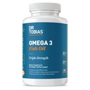Dr. Tobias Omega 3 Minyak Ikan, 2000mg Triple Kekuatan dengan 800mg EPA 600mg DHA Per Serving, Persediaan Minyak Ikan Omega 3 untuk Jantung, Otak & Imune Dukungan, 90 Softgels, 45 Servings