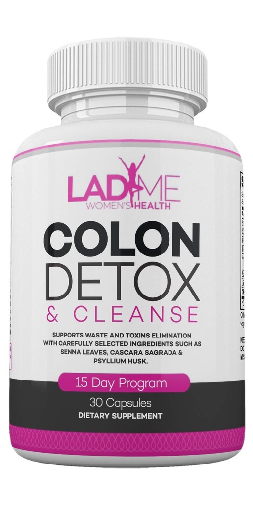 Colon Cleanse & Detox 15 Day Program - Herbal Laxative Constipation Relief dengan Psyllium Husk, Cascara Sagrada & Senna - Wanita Khusus Obstil Cleanser oleh Ladyme - 30 Capsules