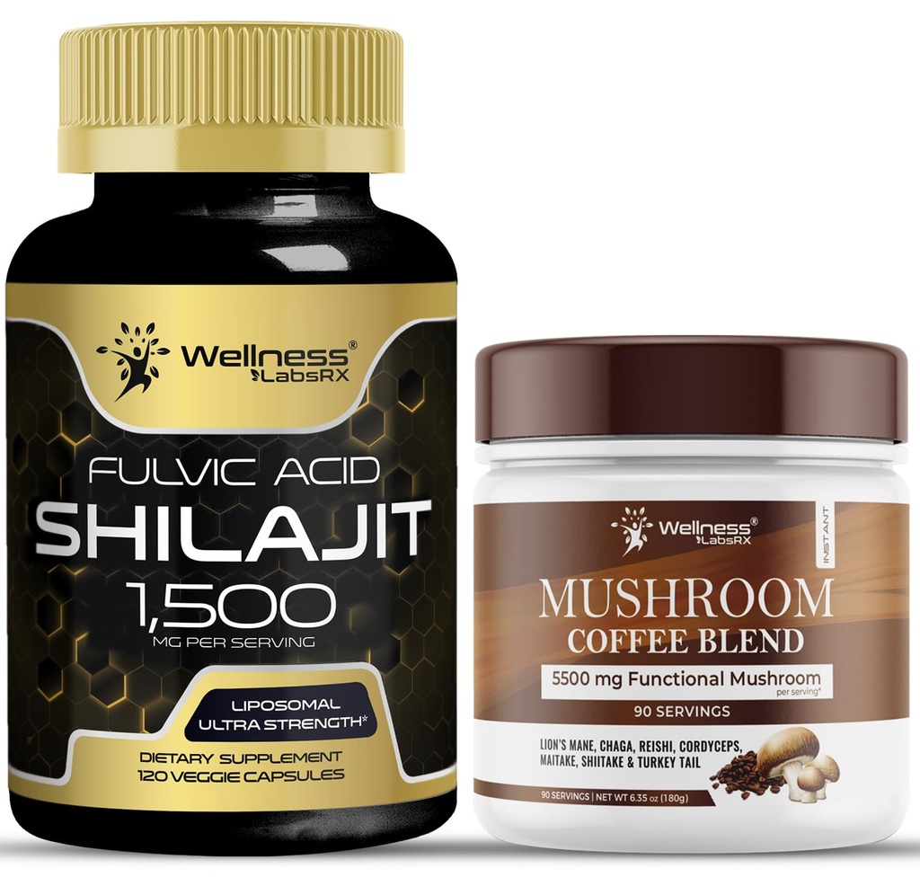 WELLNESS LABSRX Shilajit Pure Himalaya Capsules 15,000 mg - Mushroom Coffee Blend