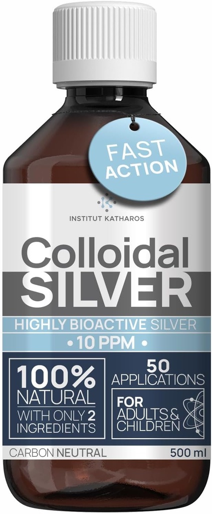 Colloidal Silver Liquid 8 fl oz 10 PPM - Air Perak Bioaktif - Dukungan Ammune Natural Nano Sol Suplemen Solusi - Quality Ionic Mineral - Organik Terstruktur Perak