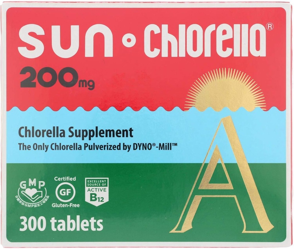 SUN CHLORELLA - Chlorella Suplemen, Vitamin - Enriched dan Vegan - Friendly Tablets (200 Mg - 300 ct)