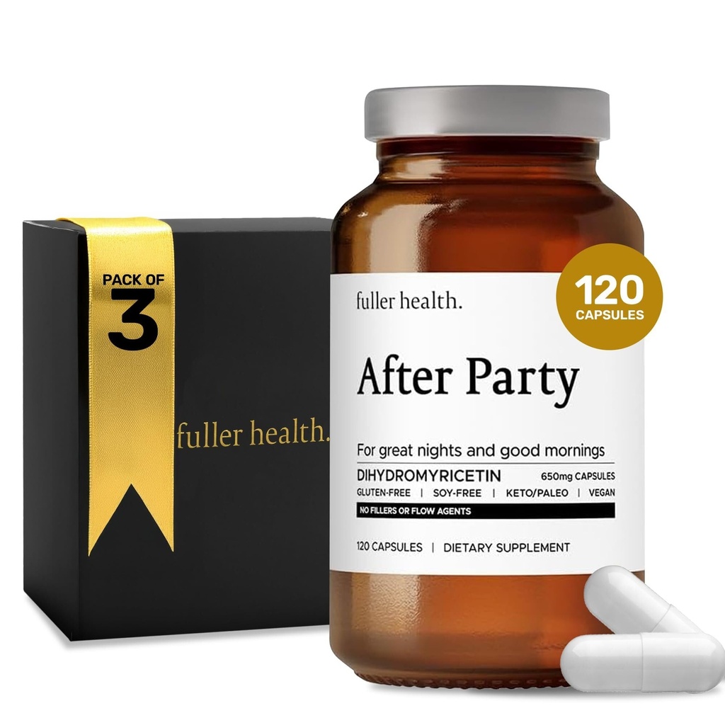 Fuller Health After Party DHM Dihyromyricetin Supplement (Suplemen 124; Supports Liver), Metabolisme, Tingkat Energi, Pengampunan Post-Celebration 124; Feel Refreshed, 650mg Per Pill 124; 3 Bottles, 72 Services