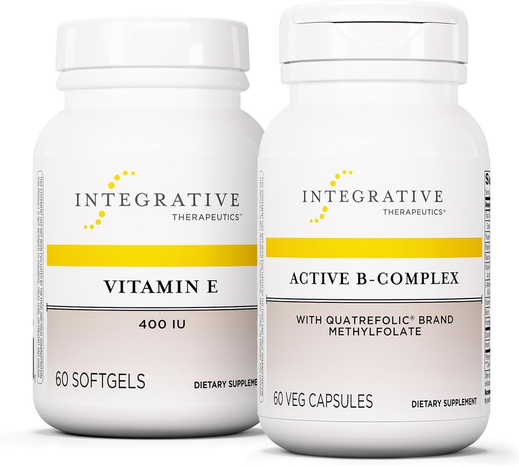 Therapeutics Integrative Bundle with Active B-Complex, 60 Capsules & Vitamin E, 60 Softgels - Complex Aktif B-Active untuk Mendukung Energi Metabolisme * - Vitamin E untuk Mendukung Hati Kesehatan & Antioksidant Aktivitas *