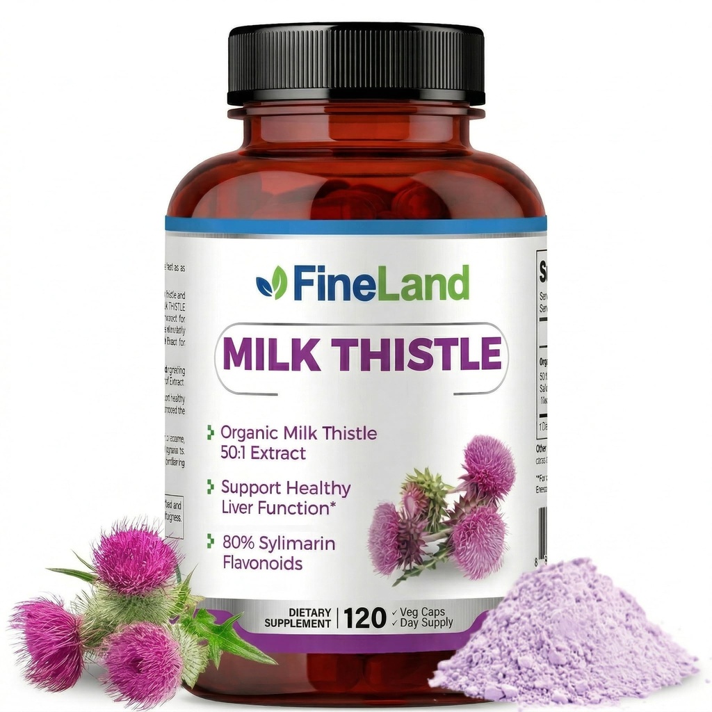 FineLand Milk Thistle Pills 50: 1 Ekstrak - 120 Vegan Capsules - 20.000 mg Strenght dengan 80% Silymarin Flavonoid - Dukungan Antioksidant: 124; 50X Ekstrak Benih Terkonsentrasi - Non-GMO, Dibuat di Amerika Serikat