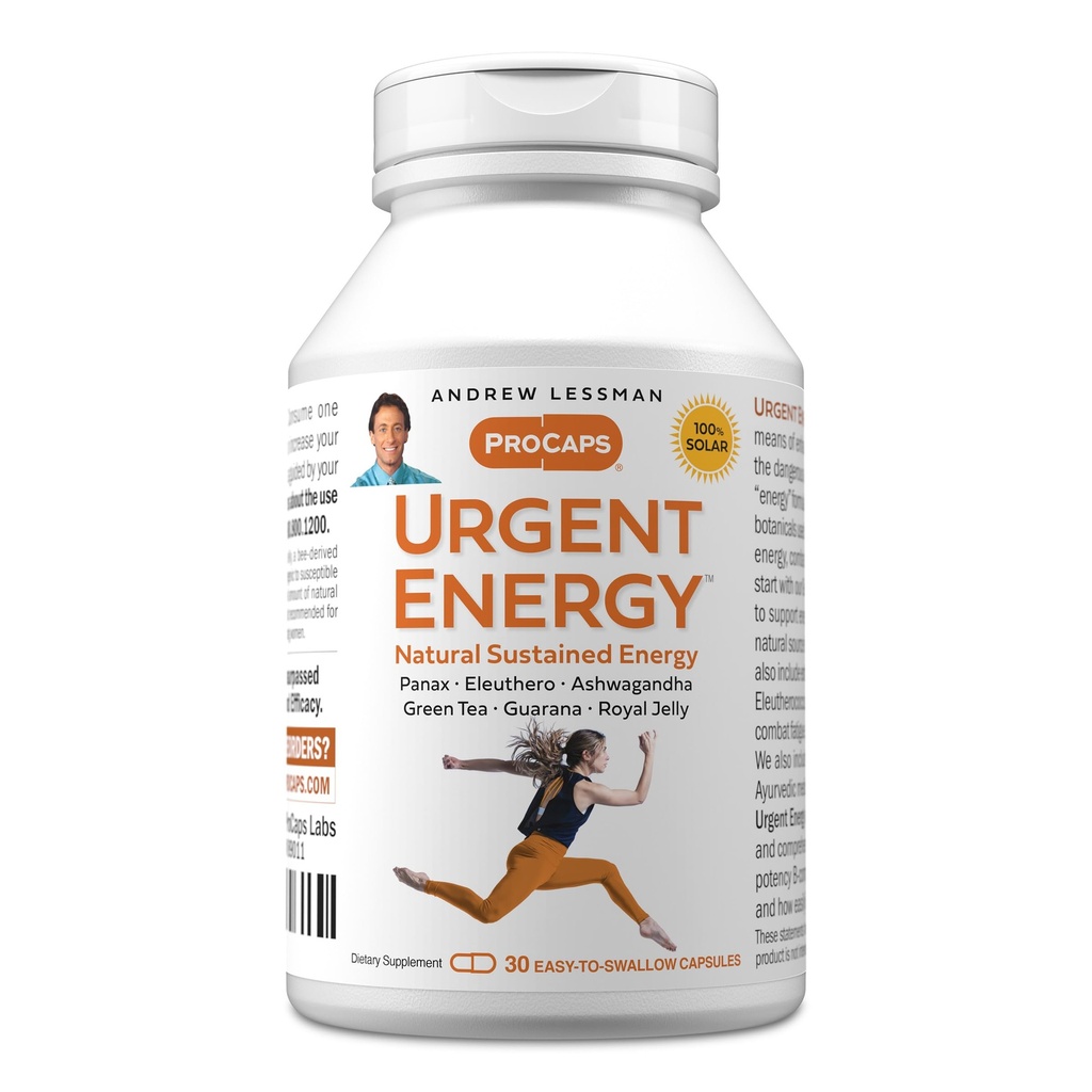 ANDREW LESSMAN Urgent Energy 30 Kapsul - Menyediakan Safe, Healthy Means of Enhancing Energy Levels and Feelings of Wells, Green Tea, Guarana, Ginseng, Royal Jelly, Ashwagandha, B- Complex