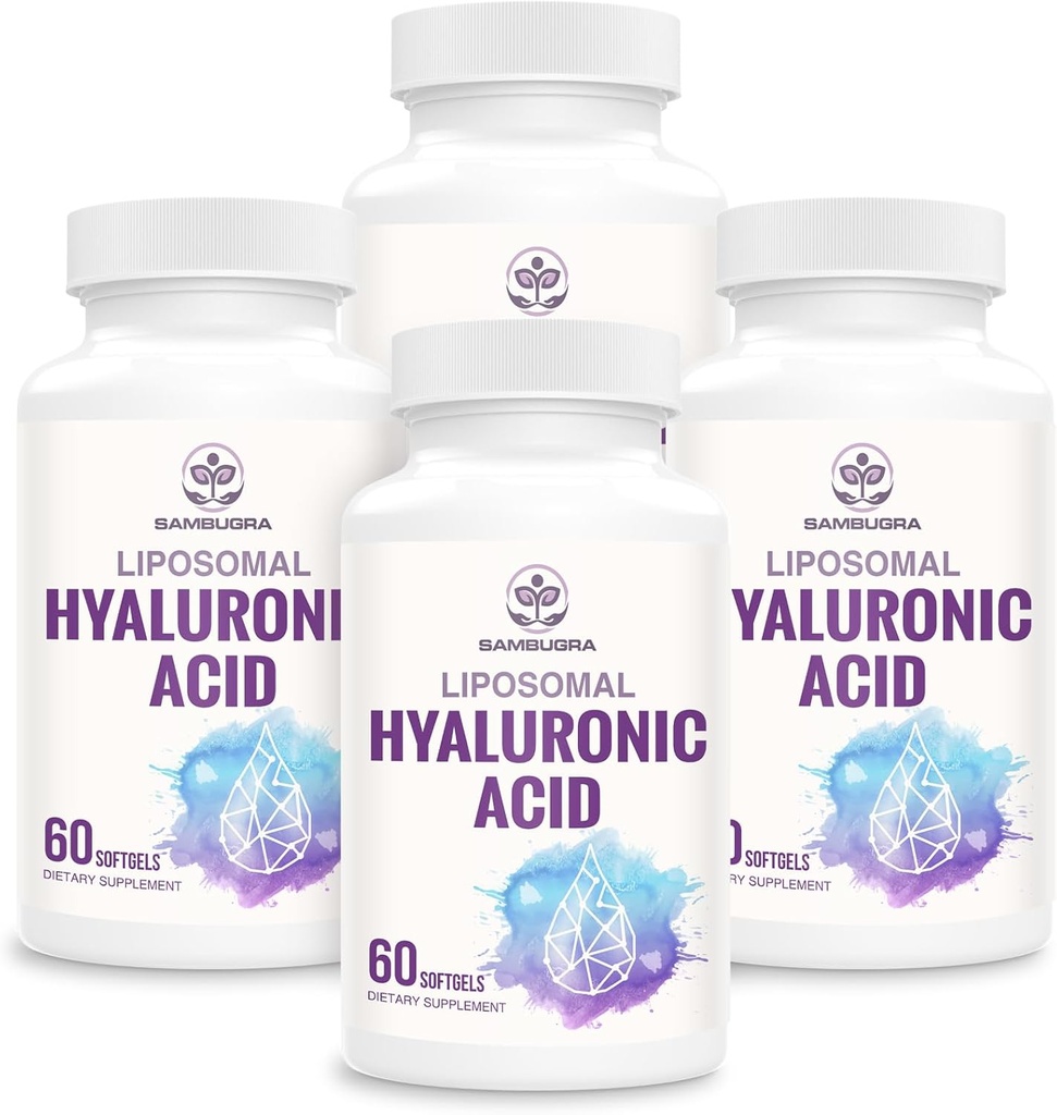 Lipomal Hyaluronic Acid 1000mg, BiovabillilabilityHyaluronic Capsules, Tambahan Dietary Skin and Bones, 240 Capsules (Paket 4)